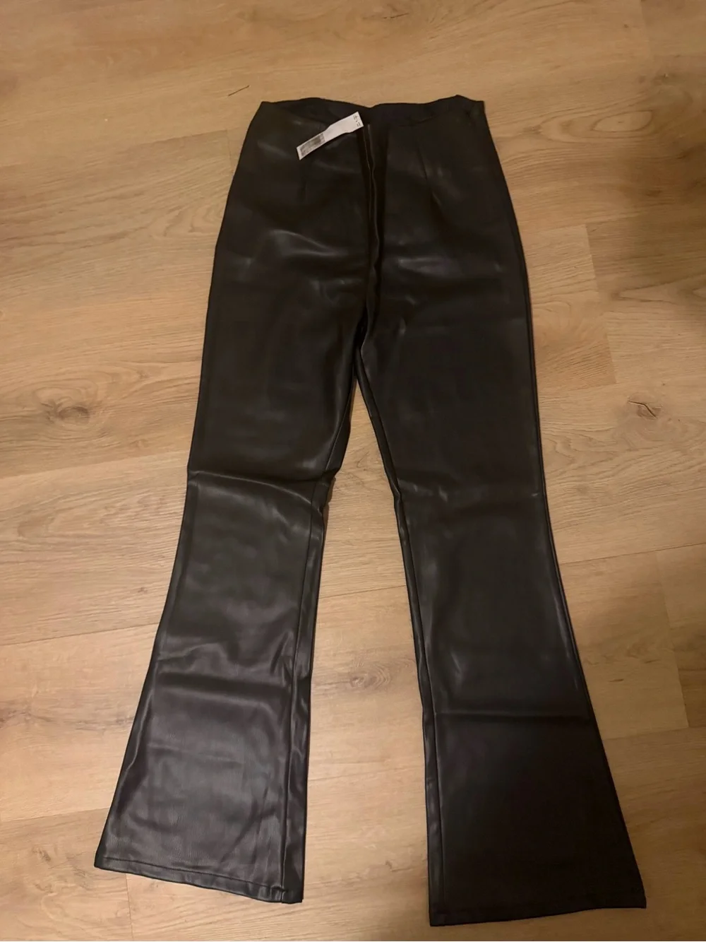 ASOS Black Faux Leather Wide-Leg Jeans